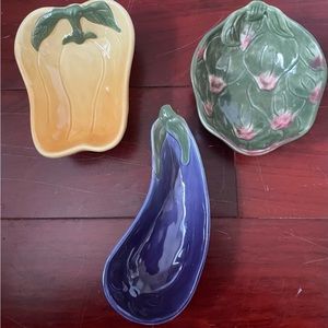 EUC Williams Sonoma Jardin Potager Collection, Vegetable Dip Bowls, Set of 3